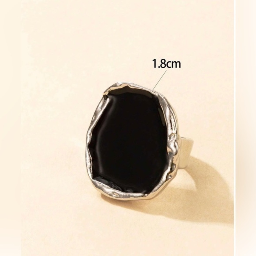 Nwt Black Opal Statement Ring - Silver - image 5